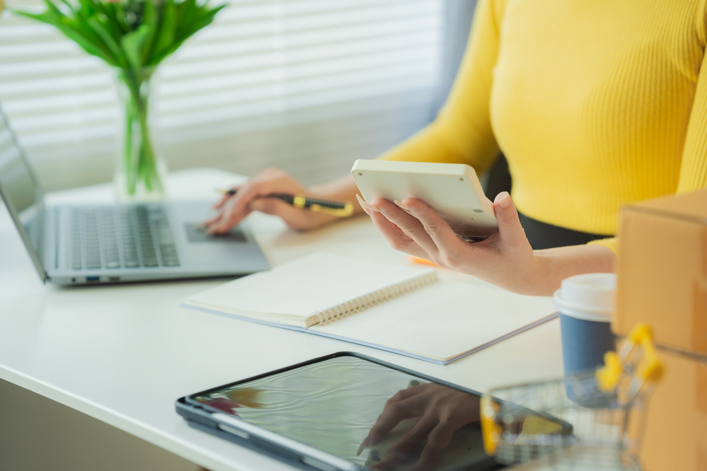 Businesswoman in yellow shirt